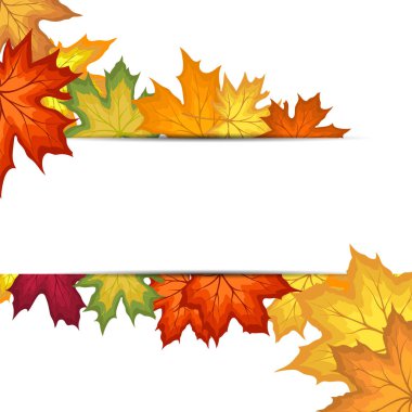 Blowing Maple 'ın Beyaz Arkaplanda Bıraktığı Sonbahar Çerçevesi. Zarif Tasarım. Vektör İllüstrasyonu.