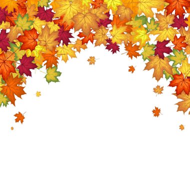 Autumn  Frame With Blowing Maple Leaves  Over White Background. Elegant Design. Vector Illustration. clipart