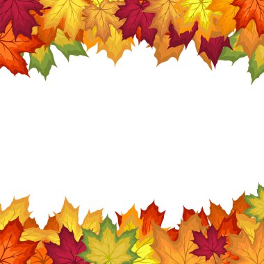 Blowing Maple 'ın Beyaz Arkaplanda Bıraktığı Sonbahar Çerçevesi. Zarif Tasarım. Vektör İllüstrasyonu.