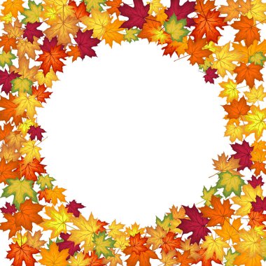 Blowing Maple 'ın Beyaz Arkaplanda Bıraktığı Sonbahar Çerçevesi. Zarif Tasarım. Vektör İllüstrasyonu.