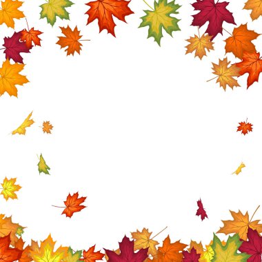 Blowing Maple 'ın Beyaz Arkaplanda Bıraktığı Sonbahar Çerçevesi. Zarif Tasarım. Vektör İllüstrasyonu.