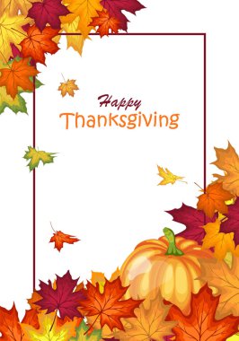 Parlak sonbahar yapraklı Şükran Günü afişi. Sonbahar tatilleri, etkinlikler, indirimler ve satışlar için tasarım öğesi. Vektör illüstrasyonu.