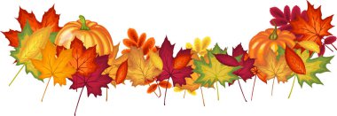 Parlak sonbahar yapraklı Şükran Günü afişi. Sonbahar tatilleri, etkinlikler, indirimler ve satışlar için tasarım öğesi. Vektör illüstrasyonu.