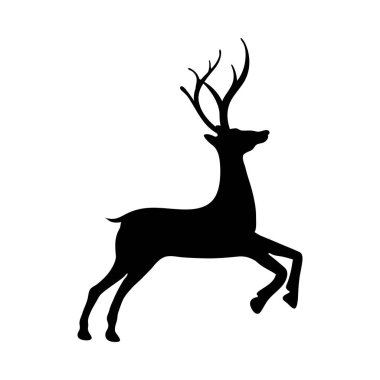 Noel Baba geyiği. Kış tatilleri, etkinlikler, indirimler ve satışlar için tasarım öğesi. Vektör illüstrasyonu.