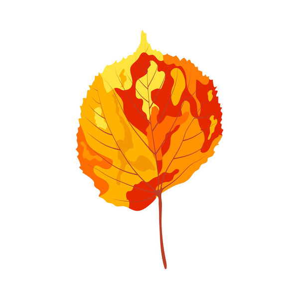 Осенний липовый лист. Лист падает. Векторная иллюстрация.