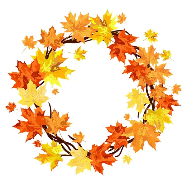 Blowing Maple 'ın Beyaz Arkaplanda Bıraktığı Sonbahar Çerçevesi. Zarif Tasarım. Vektör İllüstrasyonu.