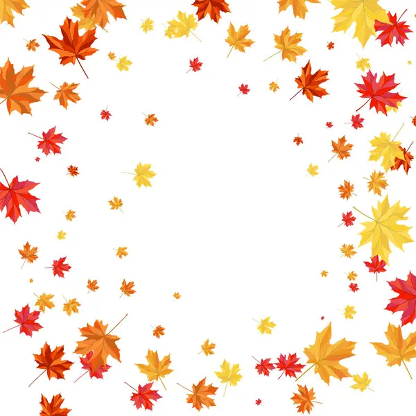 Blowing Maple 'ın Beyaz Arkaplanda Bıraktığı Sonbahar Çerçevesi. Zarif Tasarım. Vektör İllüstrasyonu.
