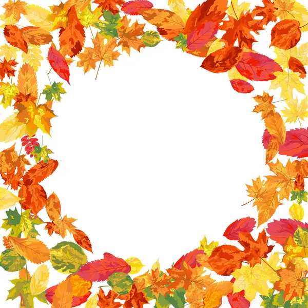 Beyaz Arkaplanda Rüzgar Yaprakları Olan Sonbahar Çerçevesi. Zarif Tasarım. Vektör İllüstrasyonu.