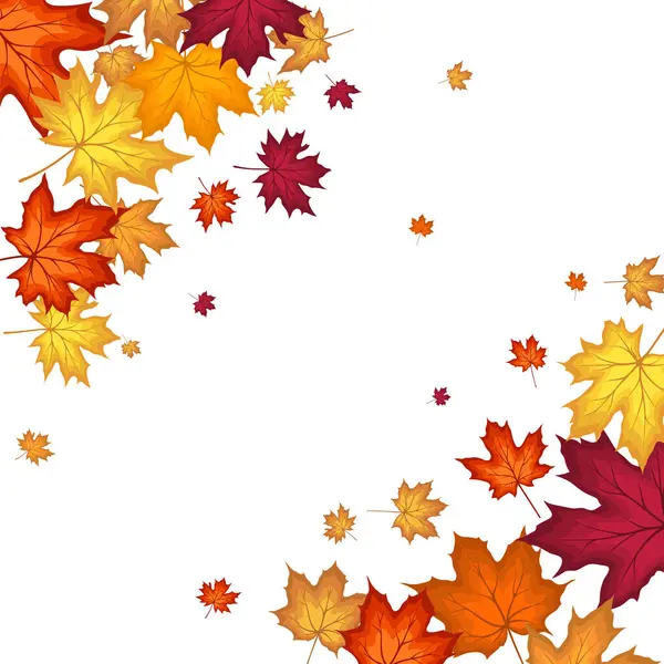 Blowing Maple 'ın Beyaz Arkaplanda Bıraktığı Sonbahar Çerçevesi. Zarif Tasarım. Vektör İllüstrasyonu.