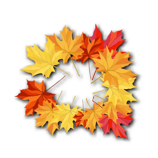 Осенние Листья Букет Шаблон Украсить Кленовыми Листьями Теплый Тон Цвета Стоковый вектор