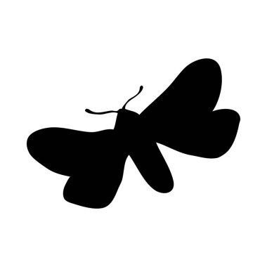 Güve silueti. Güve yakın çekim detaylı. Beyaz arkaplanda vektör güve simgesi.