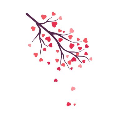 Sevgililer günü ağacı dalı. Sevgililer Günü tatilleri, etkinlikler, indirimler ve satışlar için şenlikli tasarım öğesi. Vektör illüstrasyonu.