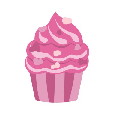 Kalpli sevgililer günü keki. Sevgililer Günü tatilleri, etkinlikler, indirimler ve satışlar için şenlikli tasarım öğesi. Vektör illüstrasyonu.