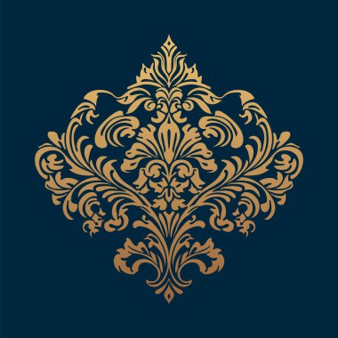 Damask barok süsü. Viktorya tarzı tasarım için dekoratif bir öğe. Düğün davetiyelerinin, tebrik kartlarının, çantaların ve kıyafetlerin dekorasyonunda kullanılabilir.