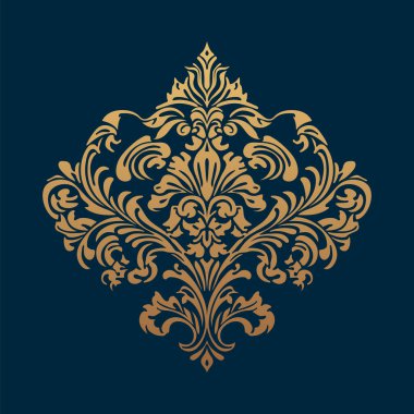 Damask baroque ornament. Ornate element for design in Victorian style. It can be used for decorating of wedding invitations, greeting cards, decoration for bags and clothes clipart