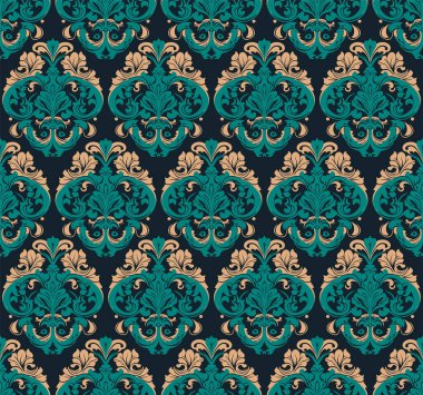 Damask seamless baroque ornament. Ornate pattern element for design in Victorian style. It can be used for decorating of wedding invitations, greeting cards, decoration for bags and clothes clipart
