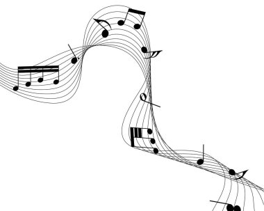 Beyazlar üzerine müzikal notalar. Vektör illüstrasyonu.