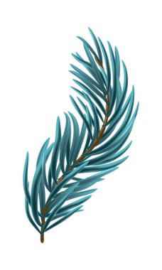 Mavi Noel köknar dalı. Vektör illüstrasyonu.