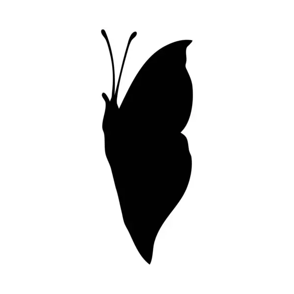 Силуэт Бабочки Бабочка Подробности Крупным Планом Значок Векторной Бабочки Белом Стоковый вектор