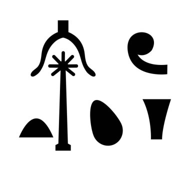 Mısır hiyeroglifleri. Tarihsel ve seyahatsel tasarımlar yaratmaya yardımcı olur. Vektör illüstrasyonu.