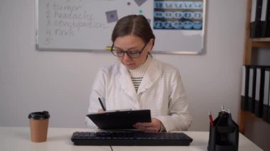 POV screen of female doctor live speak talk look at camera work in online clinic help patient on digital telehealth telemedicine. Healthcare, medicine and technology concept. Copy space