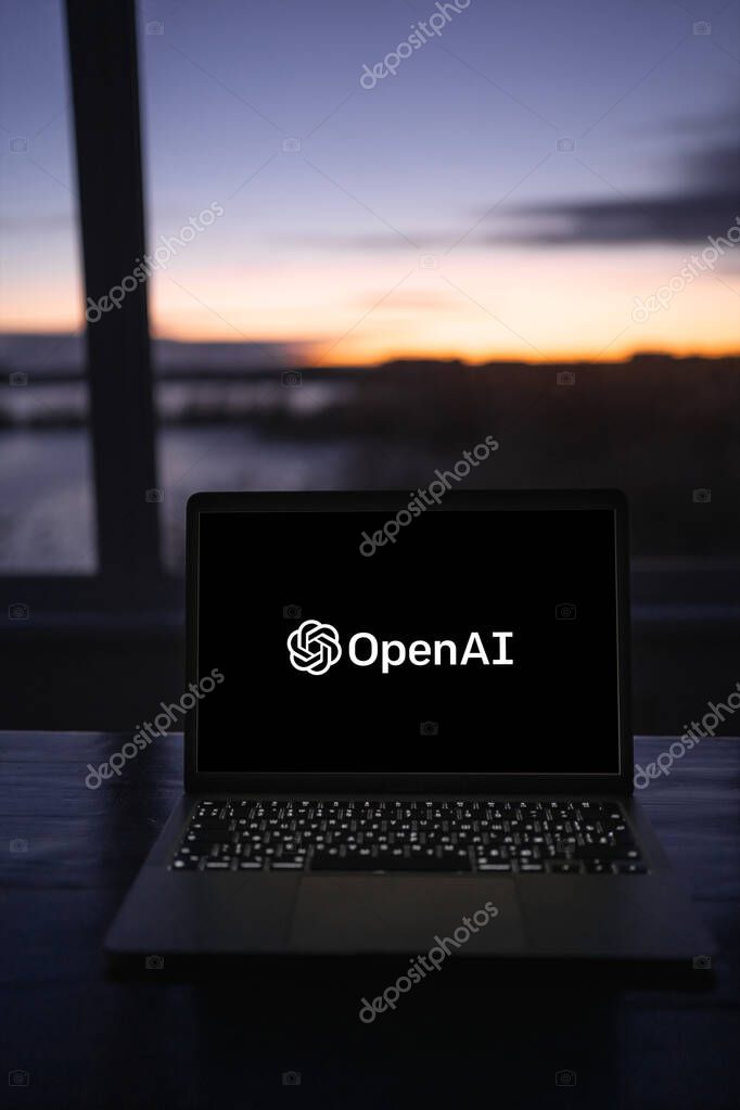 Ukraine, Odessa, February 15, 2023: a laptop is on table OpenAI is a research company that develops artificial intelligence and creates tools that allow people to use it to solve various problems.