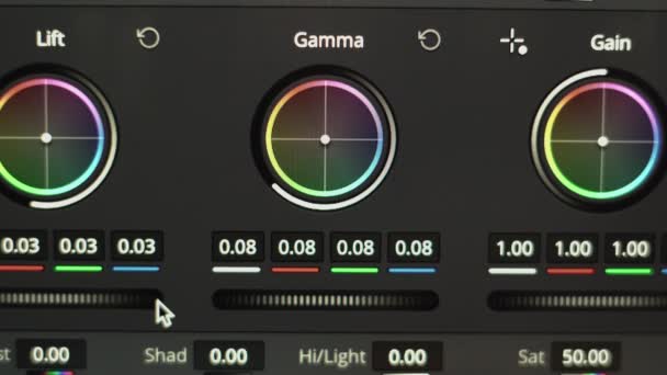 Editing Control Color Correction Monitor Displays Color Setting Close Video — Stock Video
