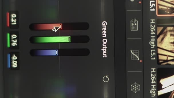 Grafico Correzione Del Colore Rgb Sul Monitor Post Elaborazione Fase — Video Stock