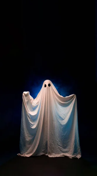 Fantasma Humo Sobre Fondo Negro Halloween Concepto Horror Banner Vertical —  Fotos de Stock
