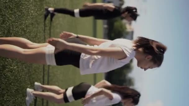 Concept Healthy Active Lifestyle Group Young Adult Women Making Sport — Vídeo de Stock
