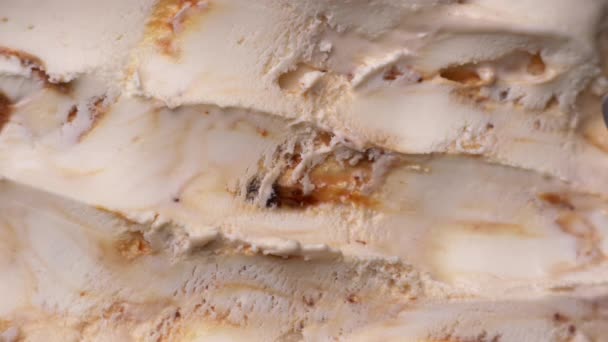 Karamell Fagylalt Lapos Feküdt Kanál Jégkrém Készítéshez Fénymásolási Hely — Stock videók