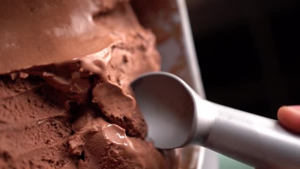 Смачна Текстура Шоколадного Морозива Крупним Планом Фото — стокове відео
