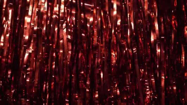Czerwona Folia Błyszczy Błyszczące Tinsel Zasłony Przyjęcie Urodzinowe Świąteczne Dekoracje — Wideo stockowe