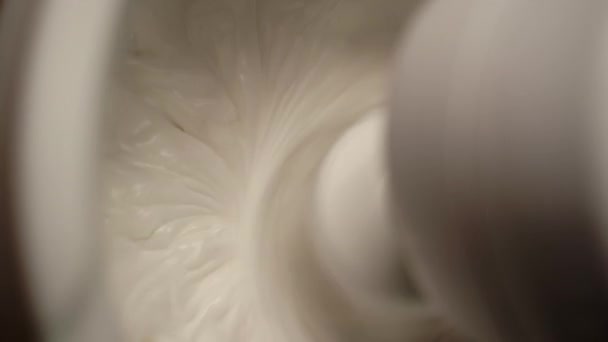 Mixing Whipped Cream Stand Mixer Whisk Close Whipping Cream Mixed — Stock Video
