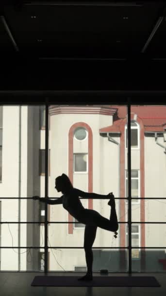 Yoga Yapan Kaplan Egzersizi Yapan Yoga Stüdyosunda Uzun Süre Kapalı — Stok video