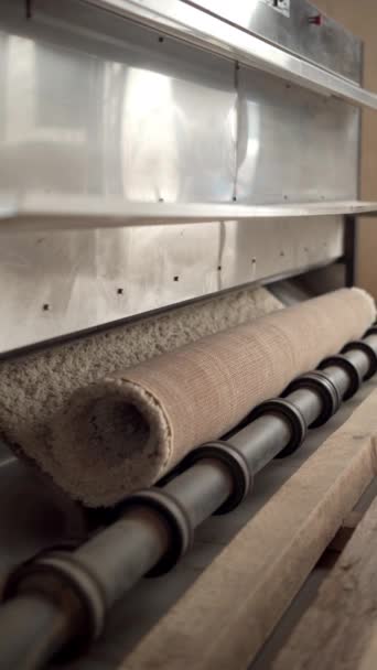 Αυτόματο Πλύσιμο Και Καθάρισμα Χαλιών Καθαρισμός Από Σκόνη Βιομηχανική Γραμμή — Αρχείο Βίντεο