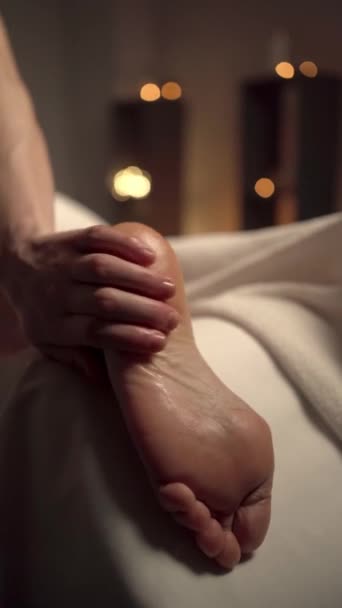 Professional Foot Massage Close Luxury Spa Treatment Copy Space Close — Stock Video