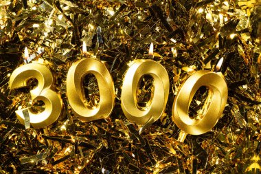 3 bin takipçi altın sarısı arka planda teşekkür ediyor. 3000 arkadaş, abone, takipçi ve beğeni. Boşluğu kopyala