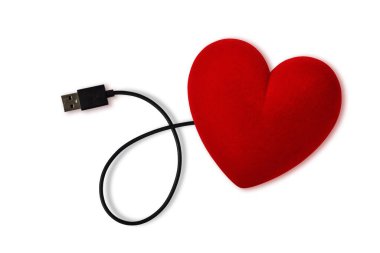 Beyaz arkaplandaki USB prize bağlı kalp - Aşk kavramı