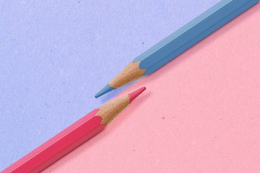 Pembe ve mavi kalem birlikte - Çeşitlilik ve cinsiyet sorunları kavramı