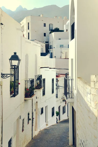 Vertical Image Cozy Charming Narrow Street Mojacar Village Almeria South — Stock Photo, Image