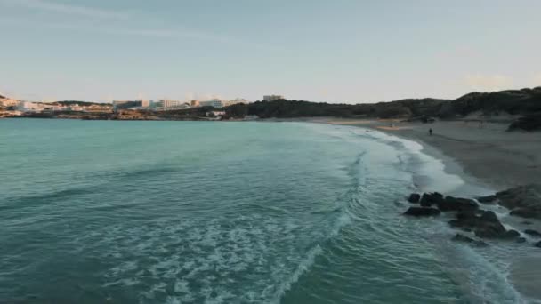 Кала Агулла Cala Agulla Красивий Пляж Мальорці Повітряний Вогонь Зеленому — стокове відео