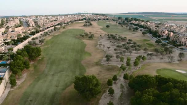 Typical Spanish Golf Fields Houses Green Lawns Palm Trees Lakes — Stok video