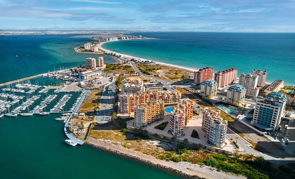 Luftaufnahme Des Yachthafens Der Spanischen Stadt Manga Del Mar Menor — Stockfoto