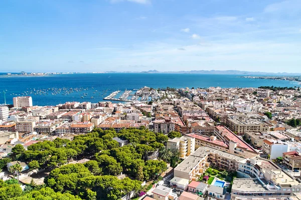 Panoramautsikt Över San Pedro Del Pinatar Stads Tak Och Medelhavet — Stockfoto