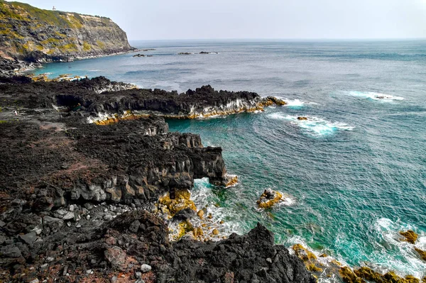 Aerial Shot Drone Punto Vista Pintoresca Naturaleza Las Azores Isla — Foto de Stock
