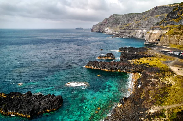 Fotografia Aérea Ponto Vista Drone Natureza Pitoresca Dos Açores Ilha — Fotografia de Stock