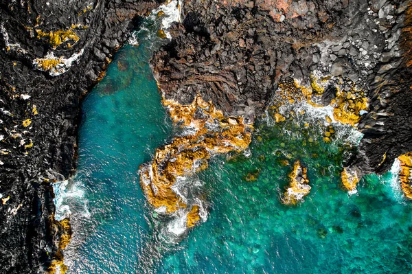 Letecký Záběr Bezpilotní Pohled Malebné Povahy Azorských Ostrovů Sopečného Ostrova — Stock fotografie