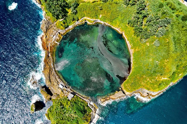 Aerial Shot Drone Point View Picturesque Islet Vila Franca Campo — Stock Photo, Image