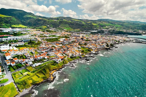 Aerial Shot Drone Point View Ribeira Grande Town Ponta Delgada — Stock Photo, Image